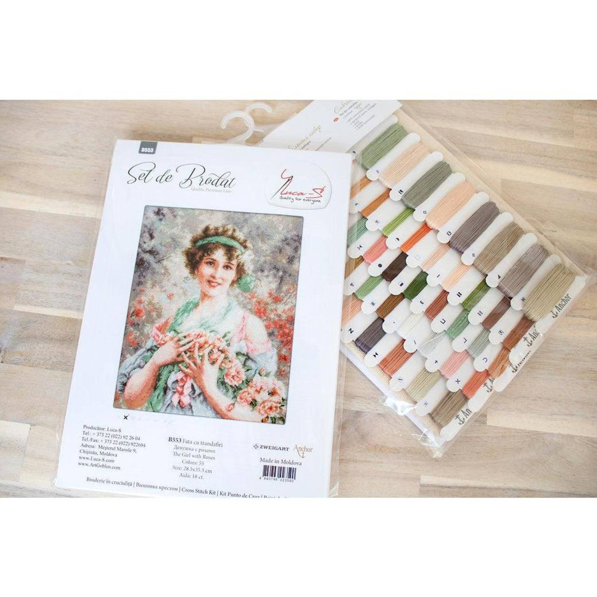 Luca-s The Girl With Roses Counted Cross Stitch Kit
